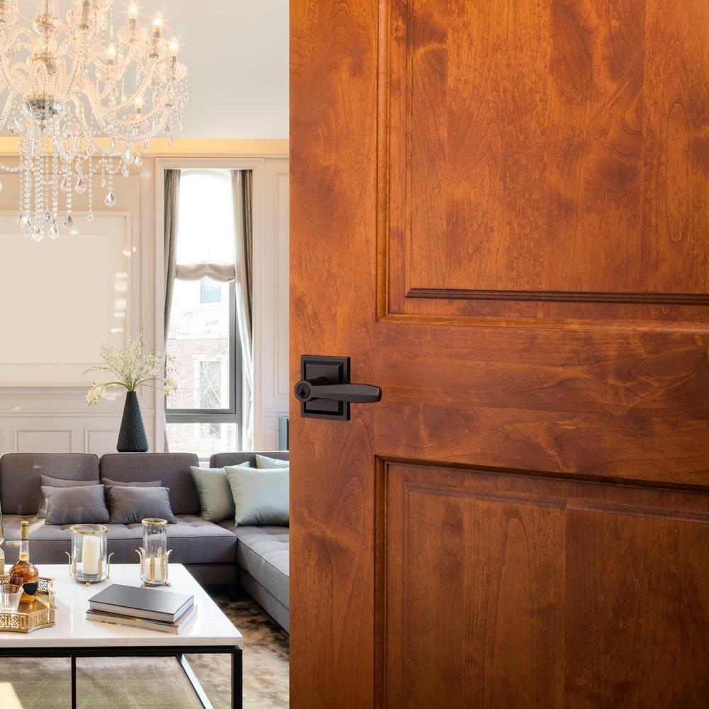 Torrey Venetian Bronze Low Profile Rose Keyed Entry Door Lever Featuring SmartKey Security