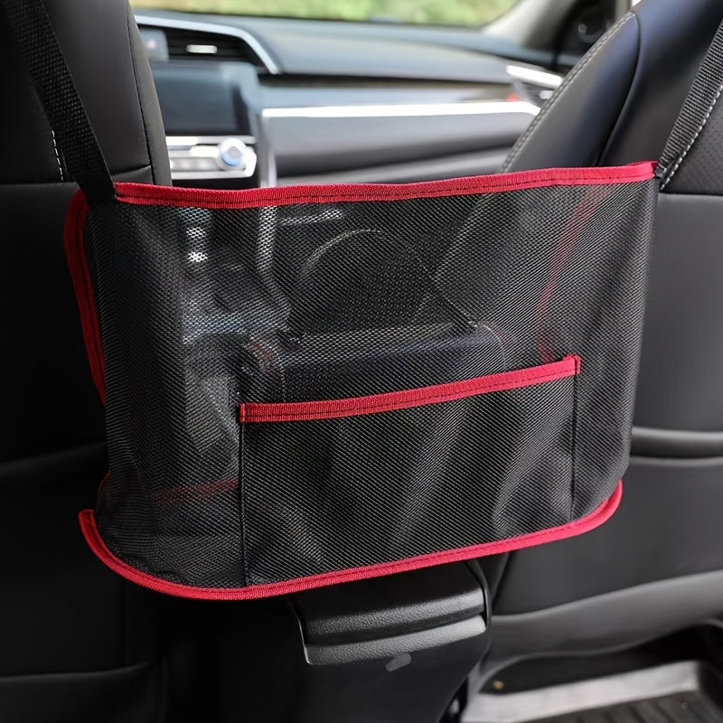 LarCapacity Car Seat Net Pocket, Handbag Purse Holder Bag Organizer StoraPet Net Barrier Dog Pouch Between Back Seats