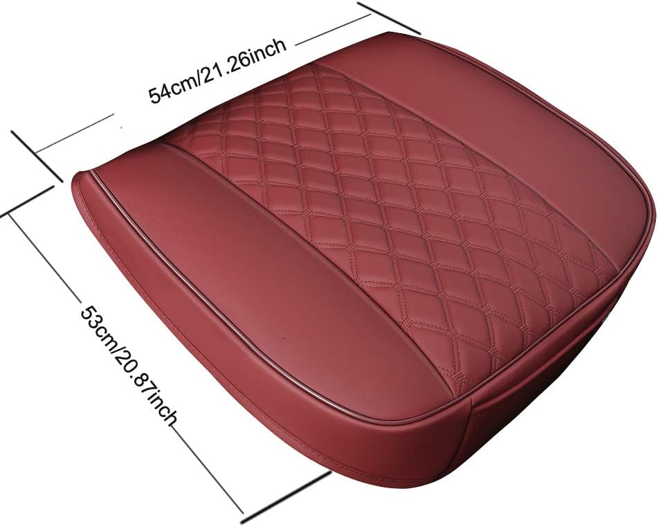 Black Panther 1 Piece PU Car Seat Cover Front Seat Protector Compatible with 90% Vehicles,Embroidery,Anti-Slip &amp; Full Wrapping Bottom W55cm*D54cm(21.65''*21.26'') (1Piece,Burgundy)