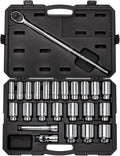 TEKTON 3/4 Inch Drive Deep 6-Point Socket &amp; Ratchet Set, 25-Piece (3/4-2 in.) | SKT35106