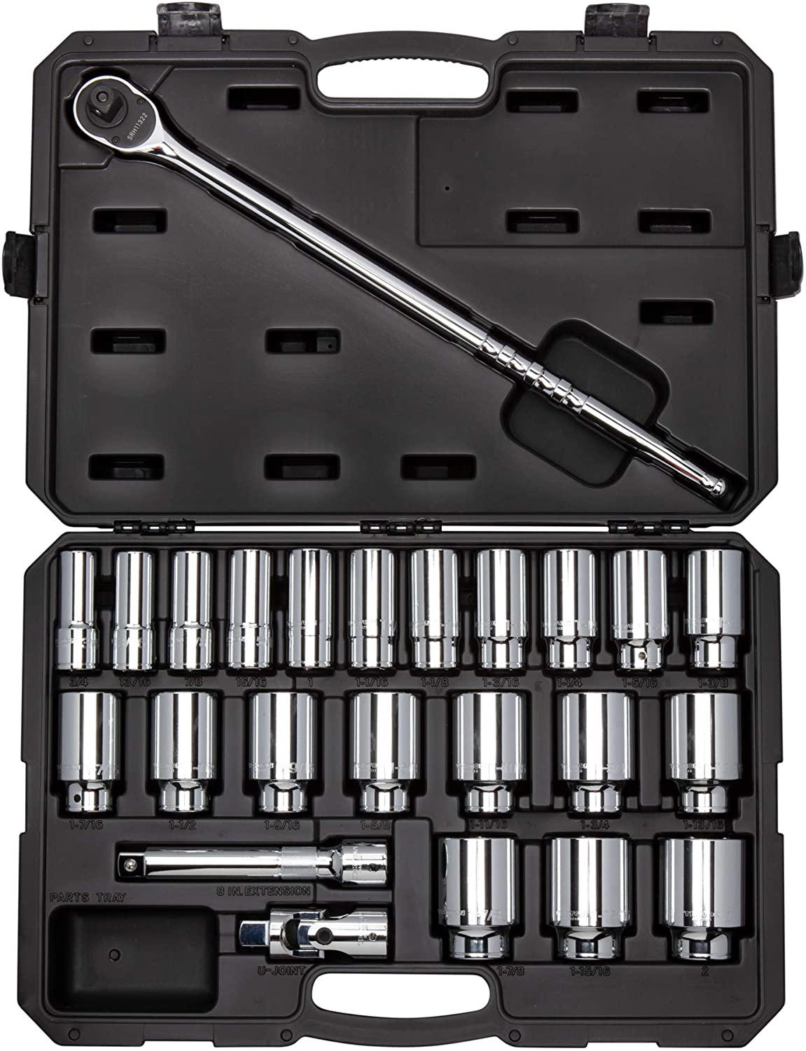 TEKTON 3/4 Inch Drive Deep 6-Point Socket &amp; Ratchet Set, 25-Piece (3/4-2 in.) | SKT35106