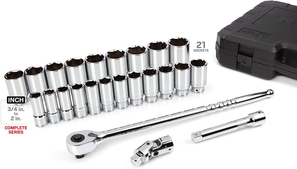 TEKTON 3/4 Inch Drive Deep 6-Point Socket &amp; Ratchet Set, 25-Piece (3/4-2 in.) | SKT35106