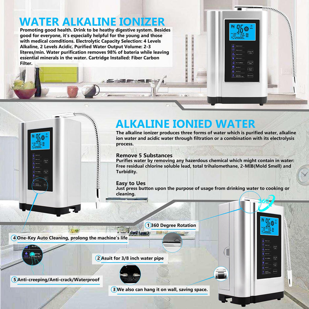 Alkaline Water Ionizer Hydrogen Generator Machine Purifier,Produces PH 3.5-10.5 Alkaline Acid Water Water Filter System For Home