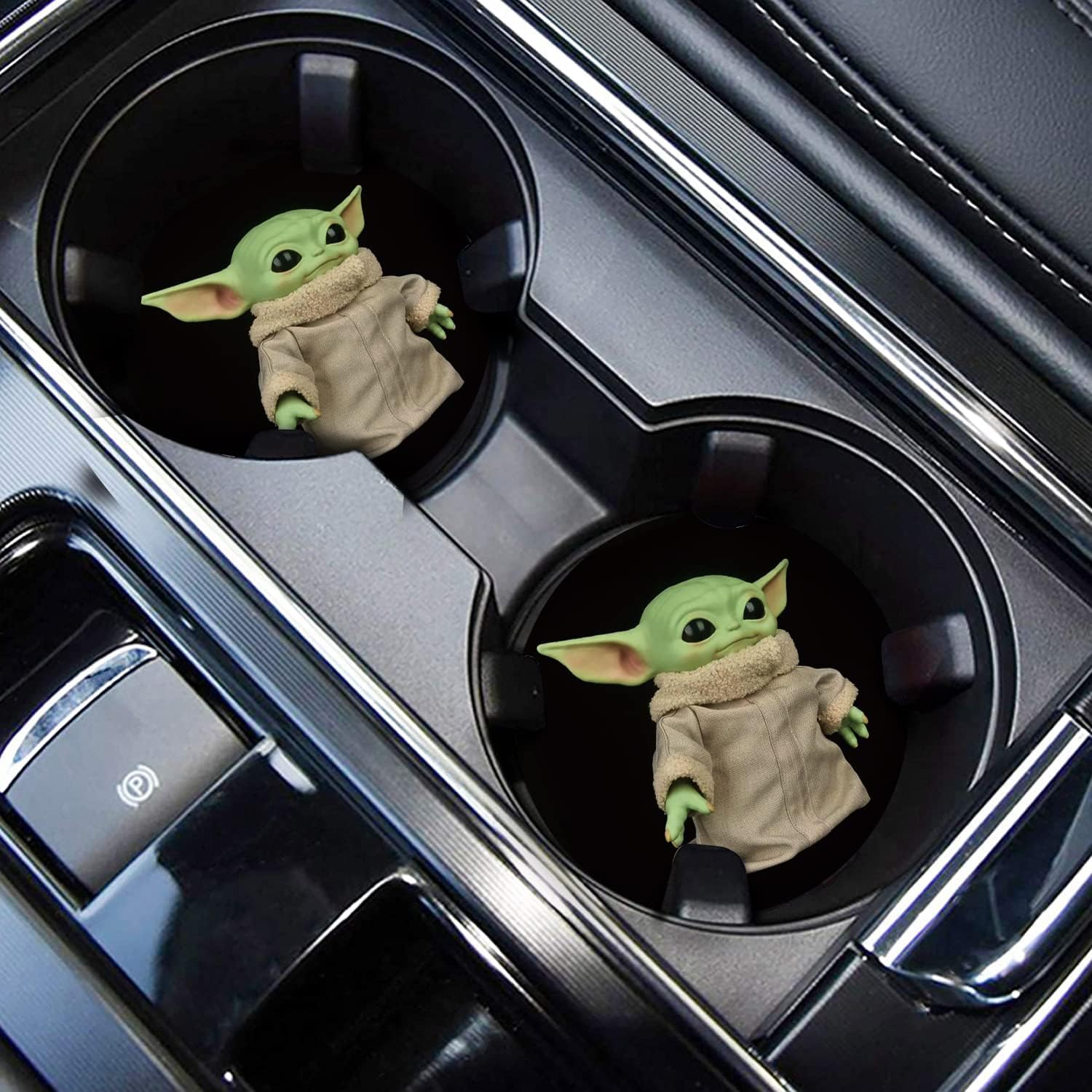 Car Cup Holder Coasters - 2PCS 2.75" Car Coasters for Star Wars The Mandalorian The Child Baby Yoda - Universal Auto Anti Slip Cup Holder Insert Coasters by FLYEEGO