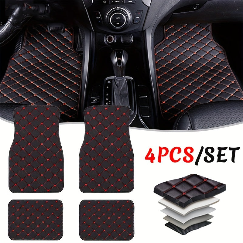 4pcs Car Floor Mats Universal Waterproof Front Rear Full Set Auto Rugs Leather Car Carpet Accessories Interior