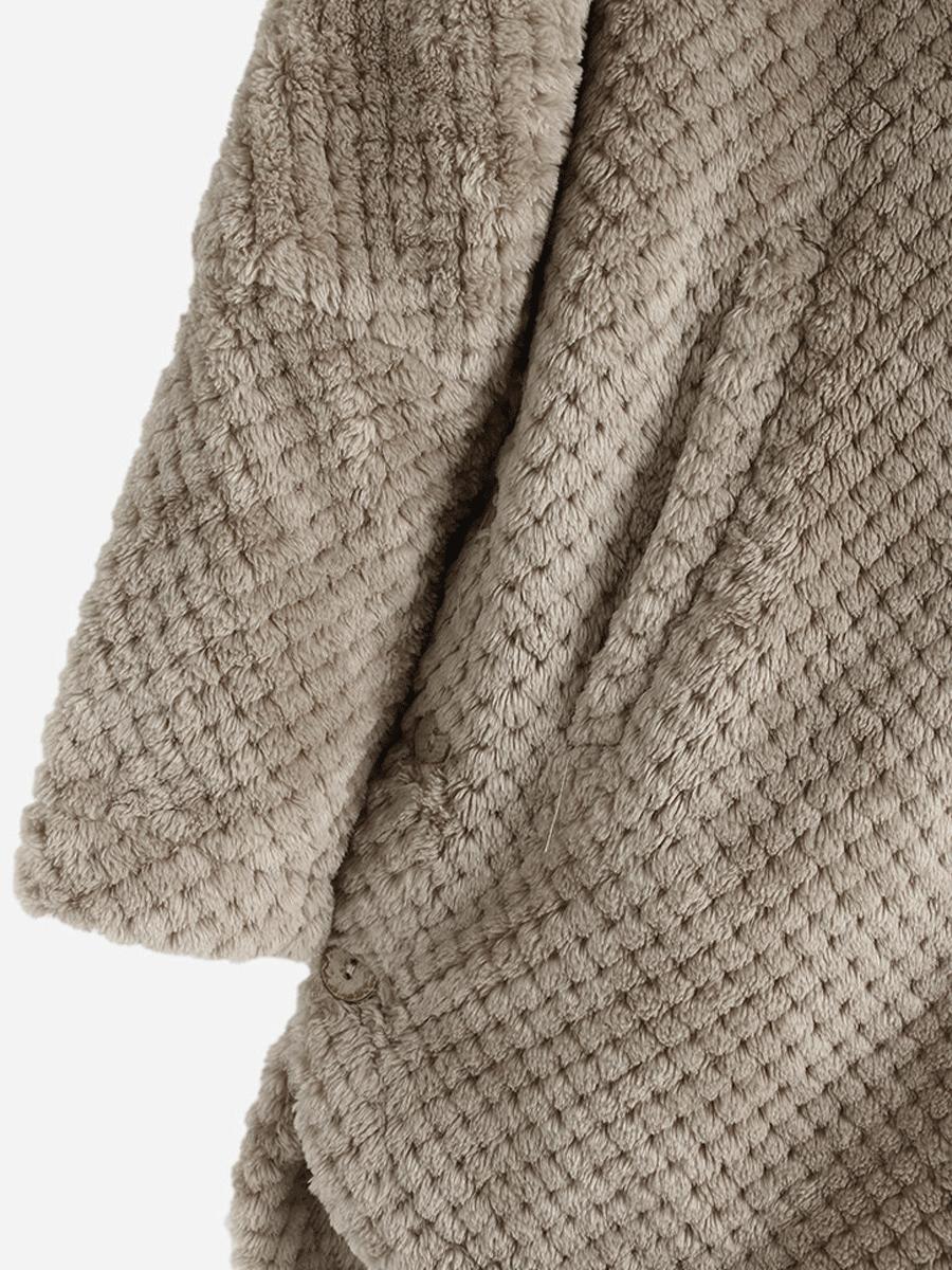 Winter Solid Color Hooded Single-breasted Plush Jacket In The Long Section Loose