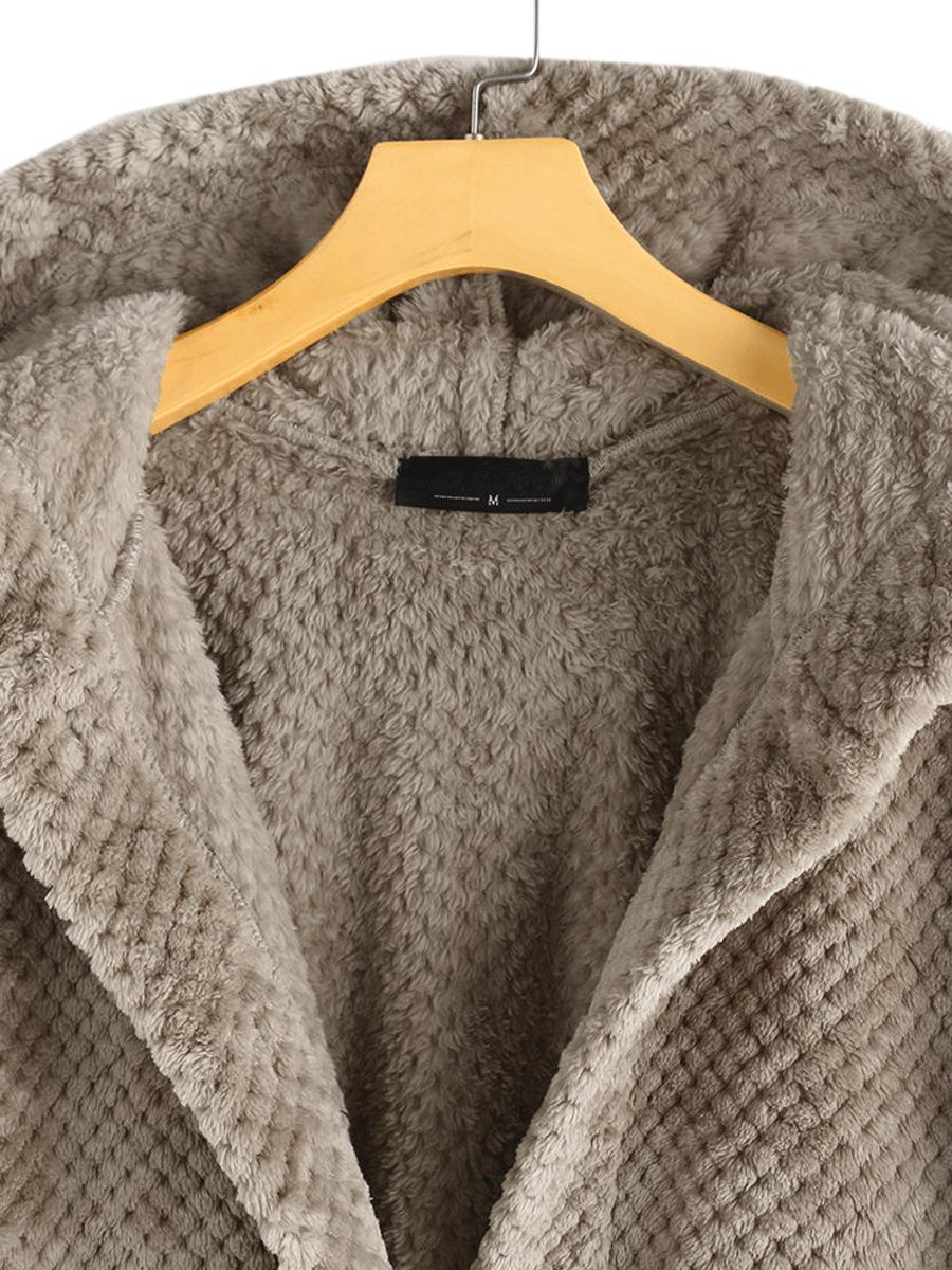 Winter Solid Color Hooded Single-breasted Plush Jacket In The Long Section Loose