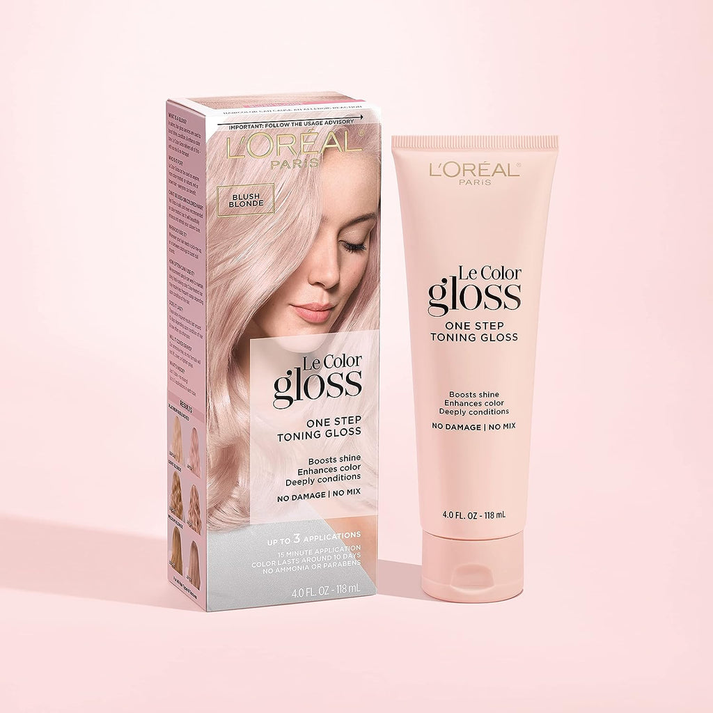 L’Oréal Paris Le Color Gloss One Step In-Shower Toning Hair Gloss, Neutralizes Brass, Conditions &amp; Boosts Shine, Blush Blonde, 4 fl oz