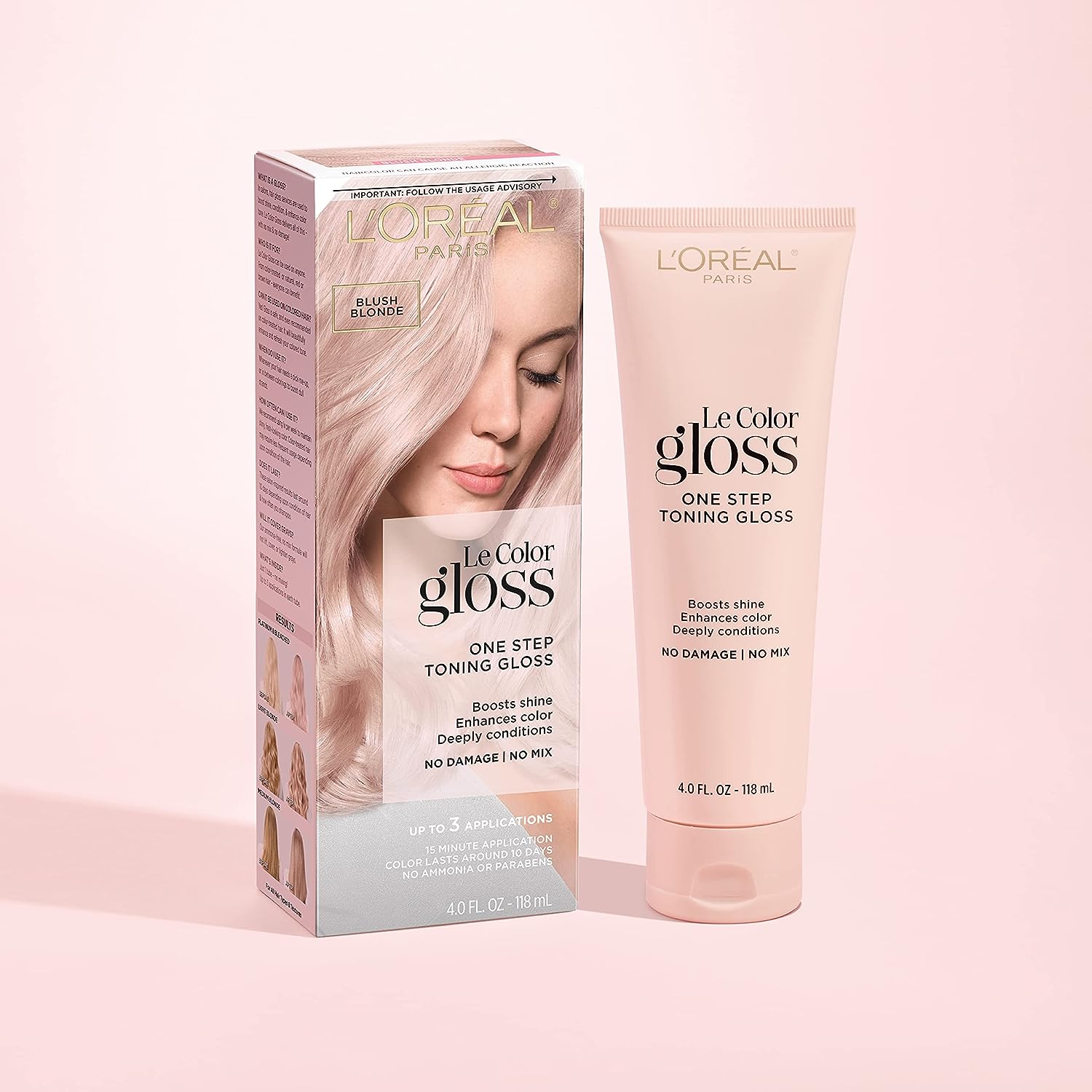 L’Oréal Paris Le Color Gloss One Step In-Shower Toning Hair Gloss, Neutralizes Brass, Conditions &amp; Boosts Shine, Blush Blonde, 4 fl oz