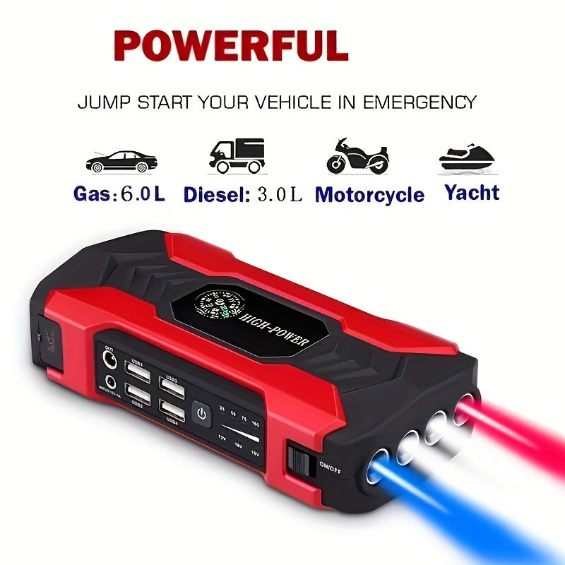 12V 200A Car Jump Starter, Portable Power Bank Starting Device, Diesel Petrol Powered 8000mAh Power Charger For Car Battery Booster