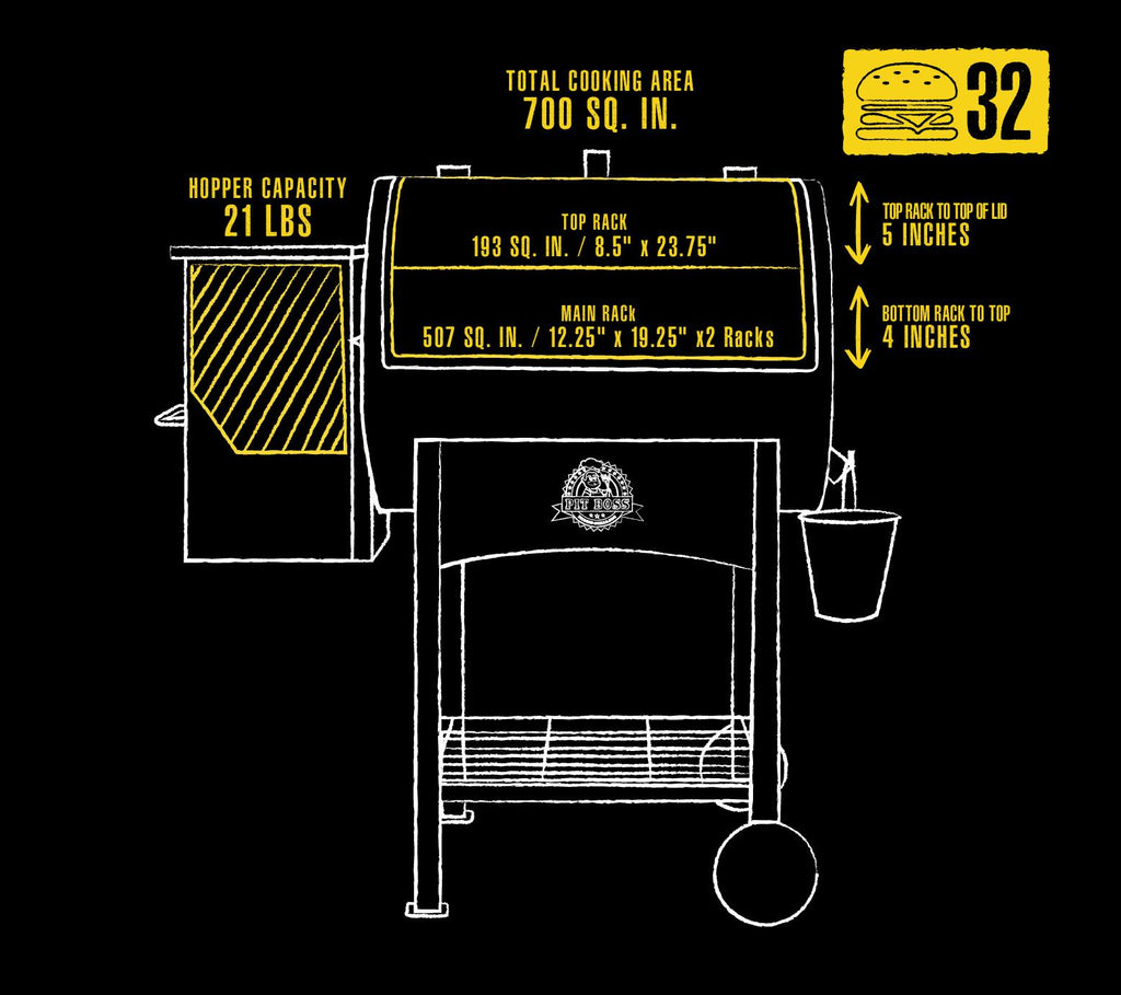 Classic Fired Pellet Grill, Smoker BBQ, Flame Broiler 700 Sq. In.