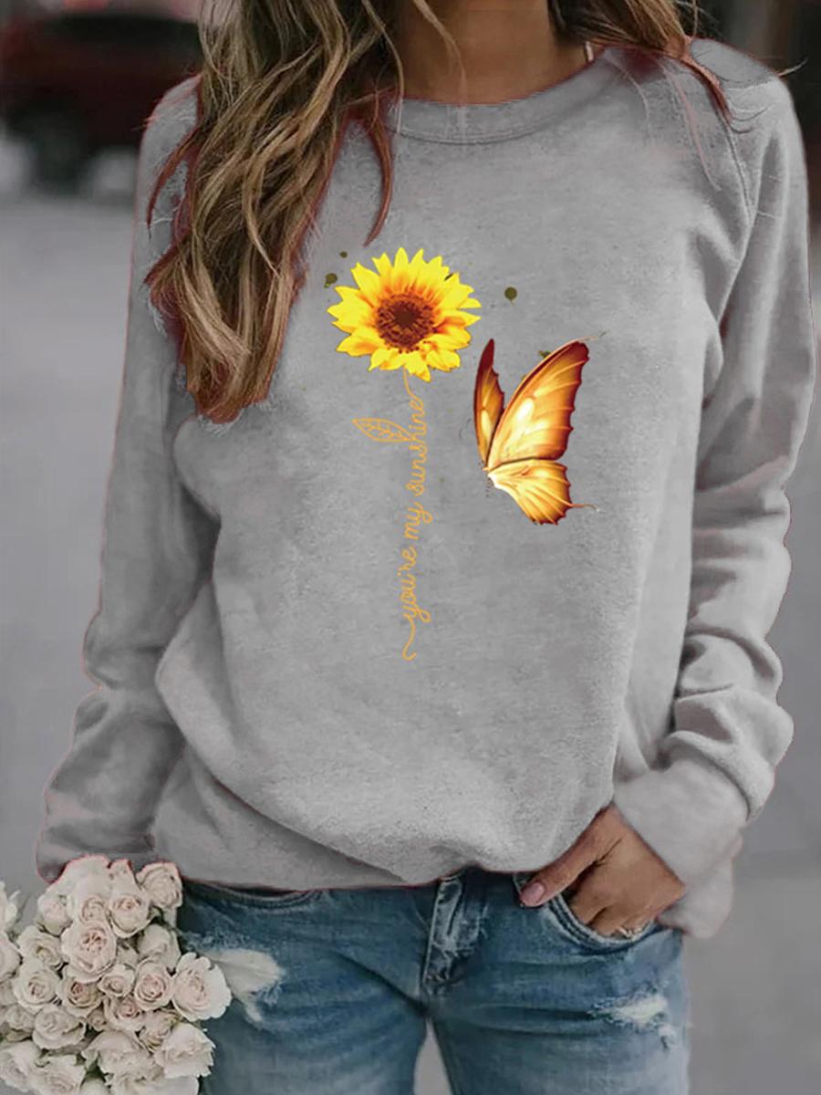 Round Neck Print  Sweatshirt