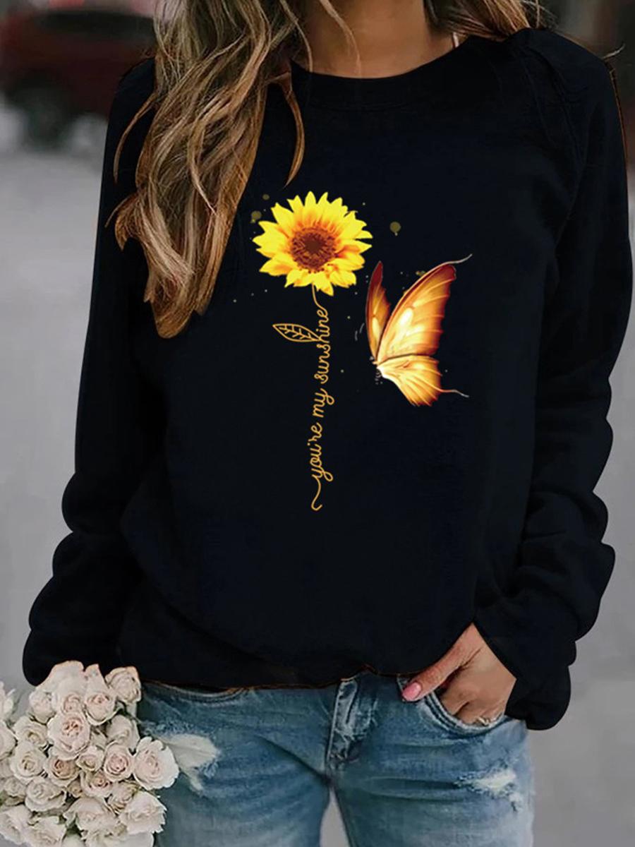 Round Neck Print  Sweatshirt