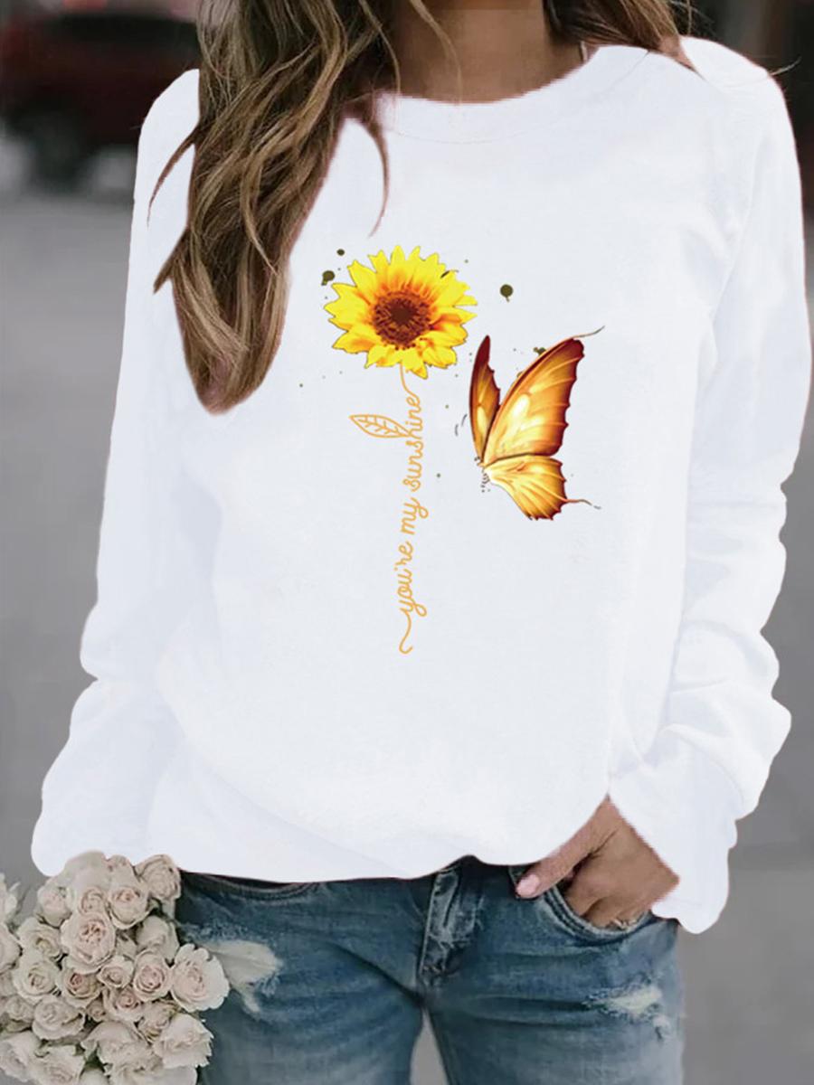 Round Neck Print  Sweatshirt