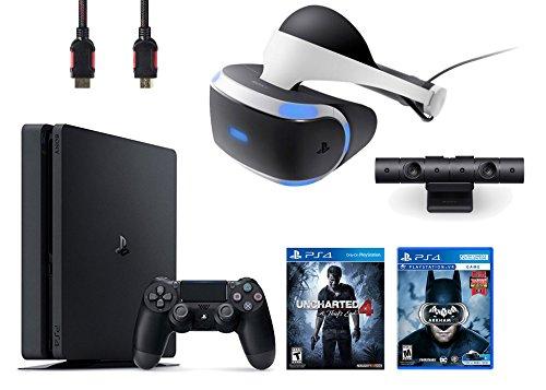 PlayStation VR Bundle 4 Items:VR Headset,Playstation Camera,PlayStation 4 Slim 500GB Console - Uncharted 4,VR Game Disc Arkham VR