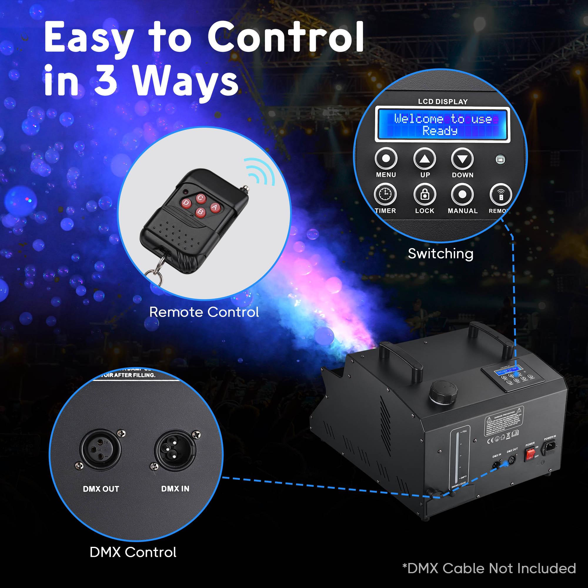 Yescom 3in1 LED Fog Bubble Machine DMX Remote Control Music Festival Stage