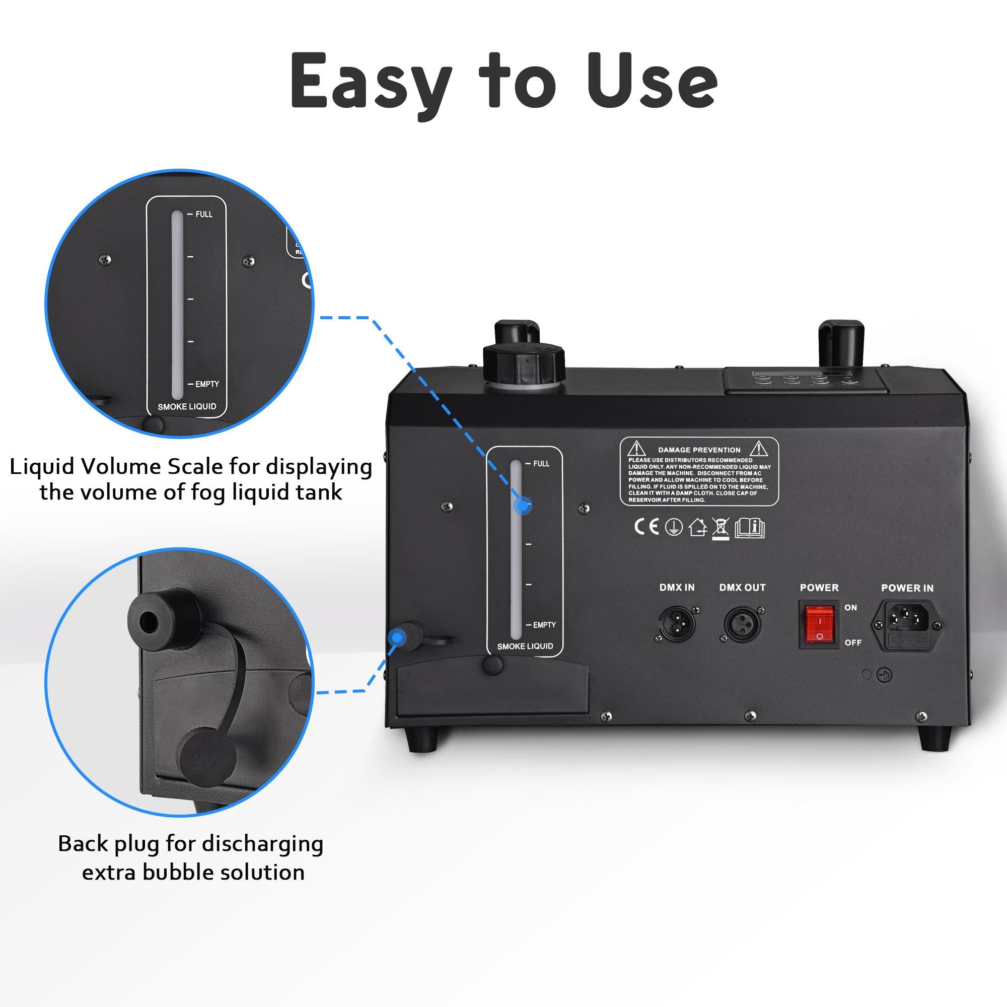 Yescom 3in1 LED Fog Bubble Machine DMX Remote Control Music Festival Stage