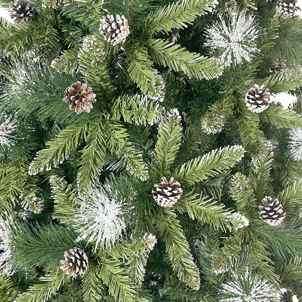 ENYOPRO 7.4FT Christmas Tree, Hinged Artificial Christmas Tree with 1300 Branch Tips and 65 Pine Cones, Christmas Pine Tree with Metal Stand, Decor for Party Wedding Office Home Bedroom, K1005