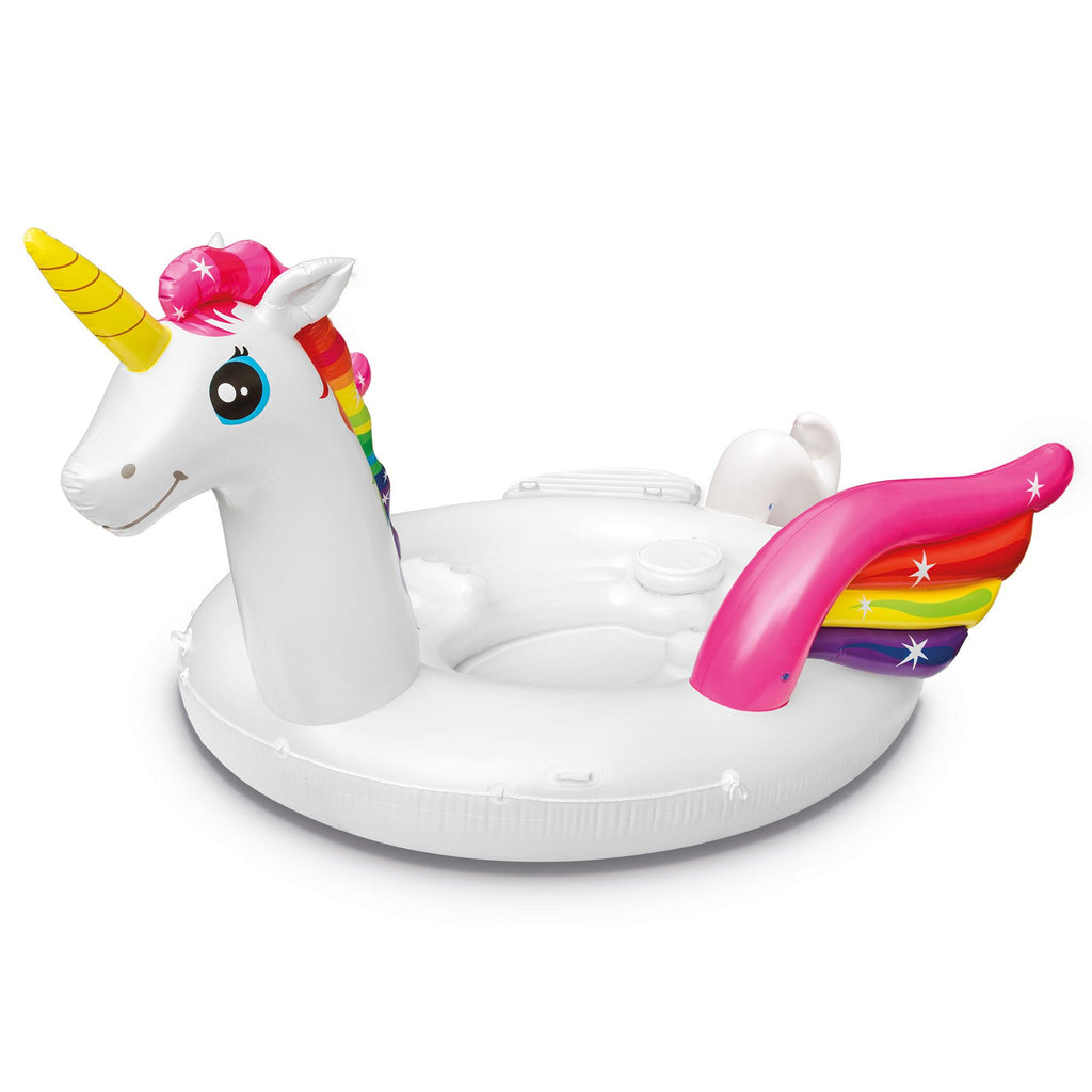 Adult Inflatable Unicorn Party Island Pool Lounger Float, White, 57266EP