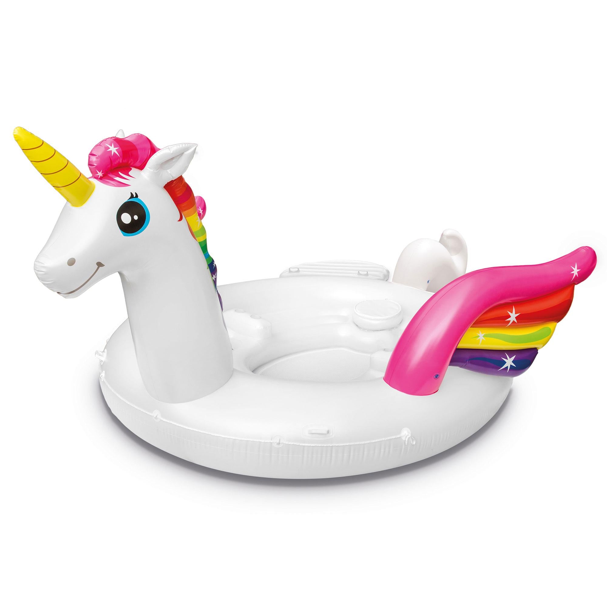 Adult Inflatable Unicorn Party Island Pool Lounger Float, White, 57266EP