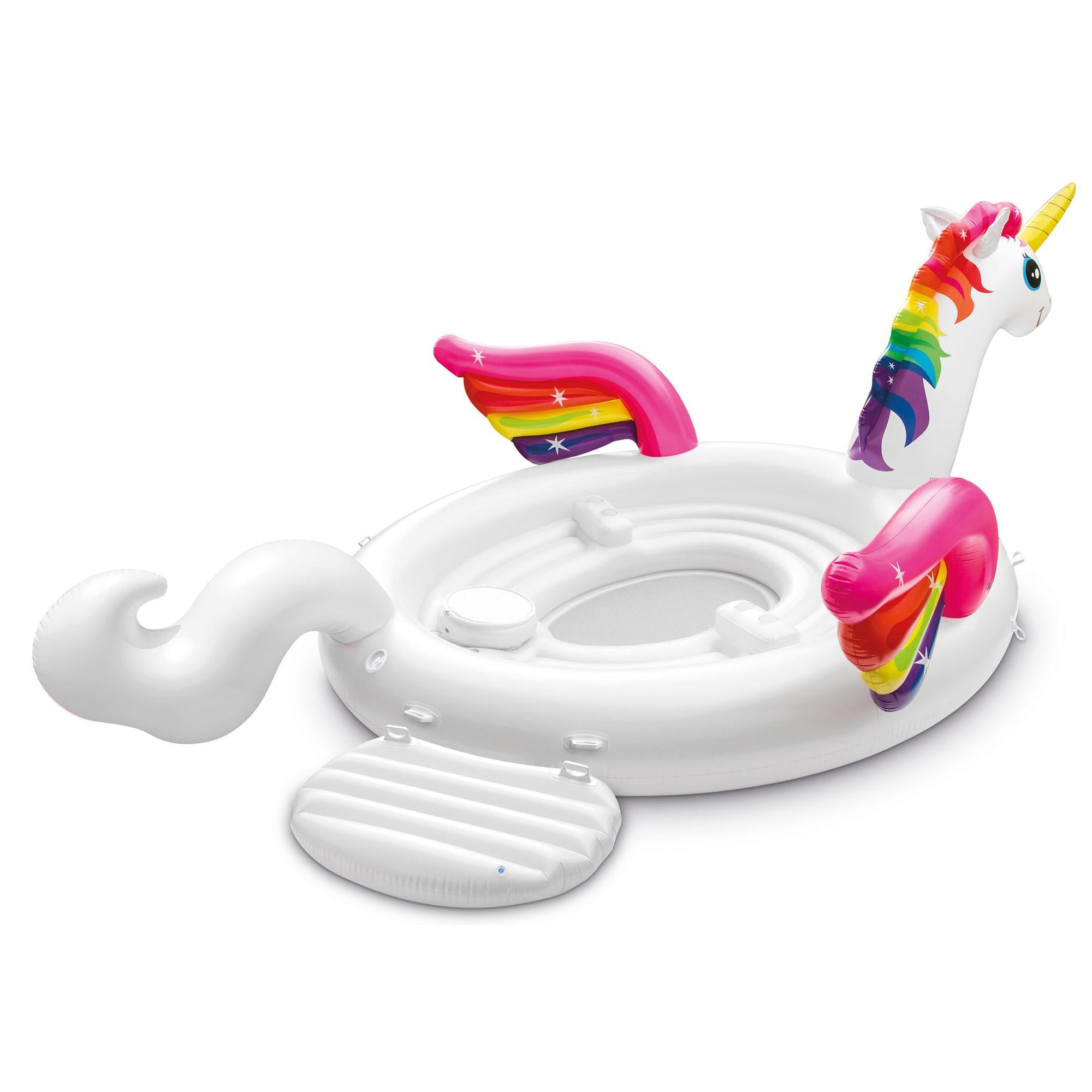 Adult Inflatable Unicorn Party Island Pool Lounger Float, White, 57266EP