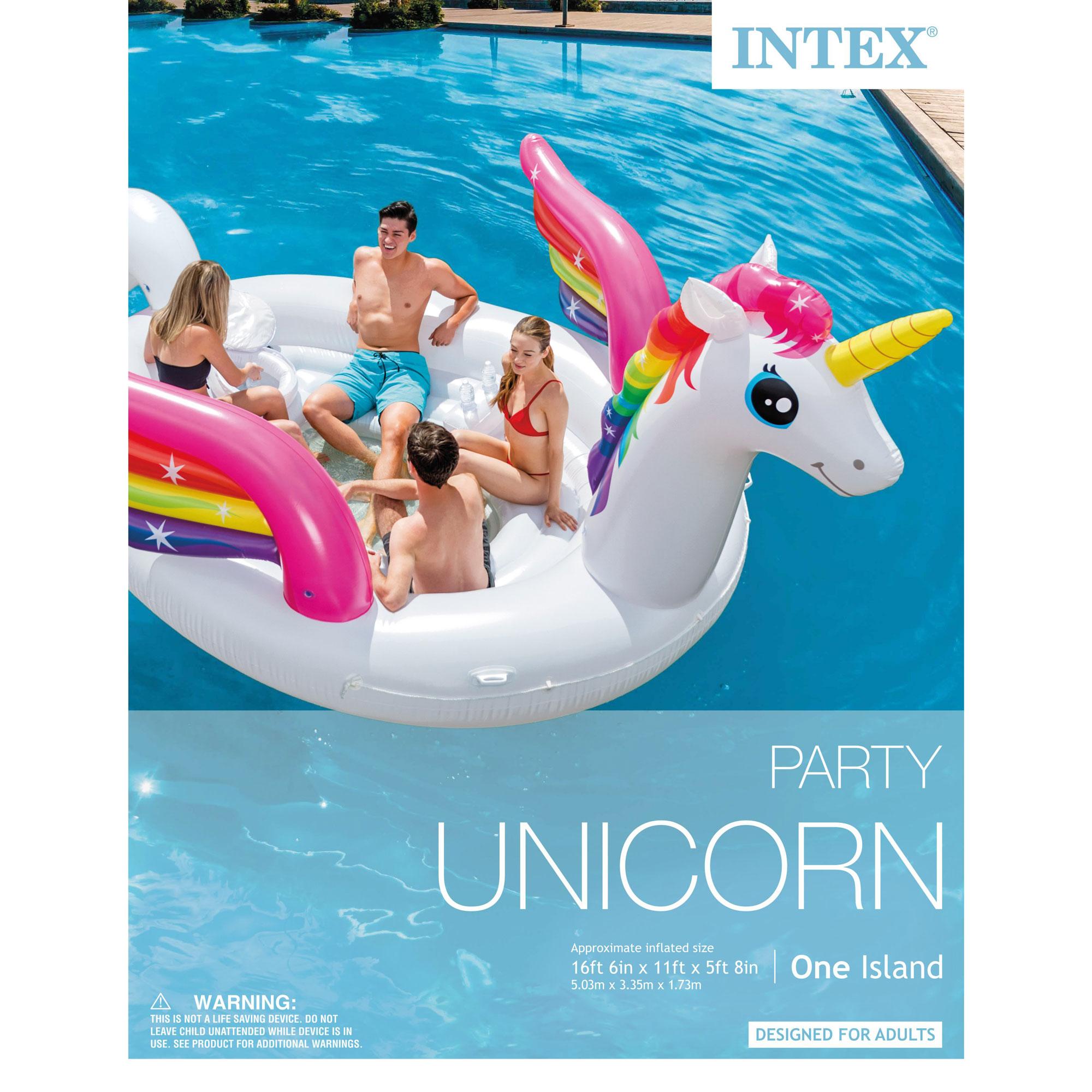 Adult Inflatable Unicorn Party Island Pool Lounger Float, White, 57266EP