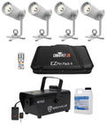 Chauvet DJ Ezpin Pack 4 EZpin Pin Spot Light Fixtures+IRC-6 Remote+Case+Fogger