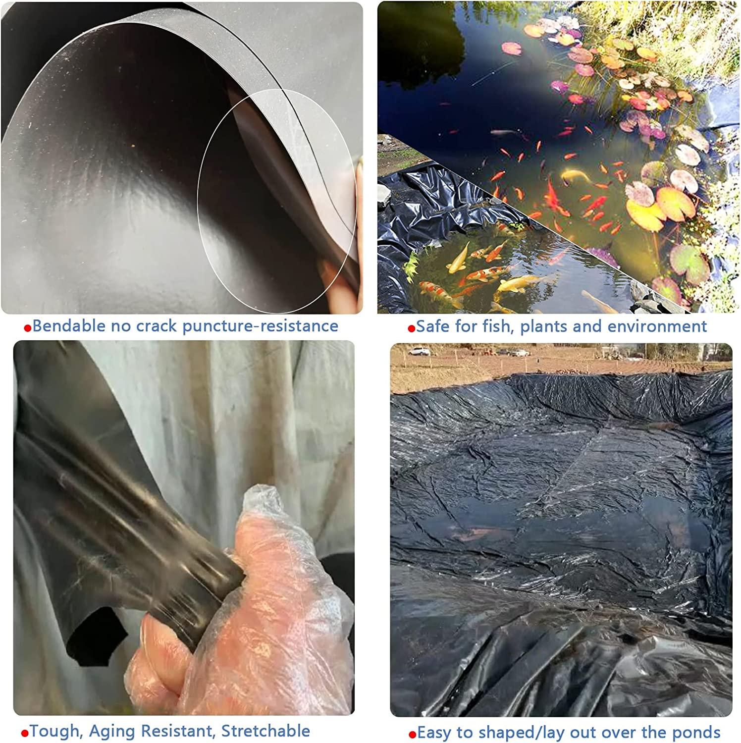 Nisorpa Pond Liner 40 Mil 13 x 16 Feet Fish Safe Pond Fountain Liner PRO Grade HDPE Fish Pond Liner Pond Skins for Fish Ponds Water Gardens Fountain Koi Ponds Easy Cutting Heat & Aging Resistant