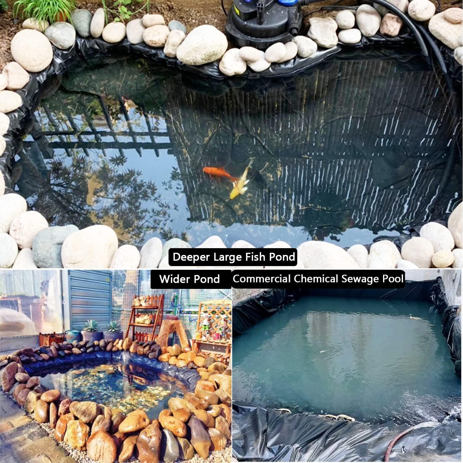 Nisorpa Pond Liner 40 Mil 13 x 16 Feet Fish Safe Pond Fountain Liner PRO Grade HDPE Fish Pond Liner Pond Skins for Fish Ponds Water Gardens Fountain Koi Ponds Easy Cutting Heat & Aging Resistant