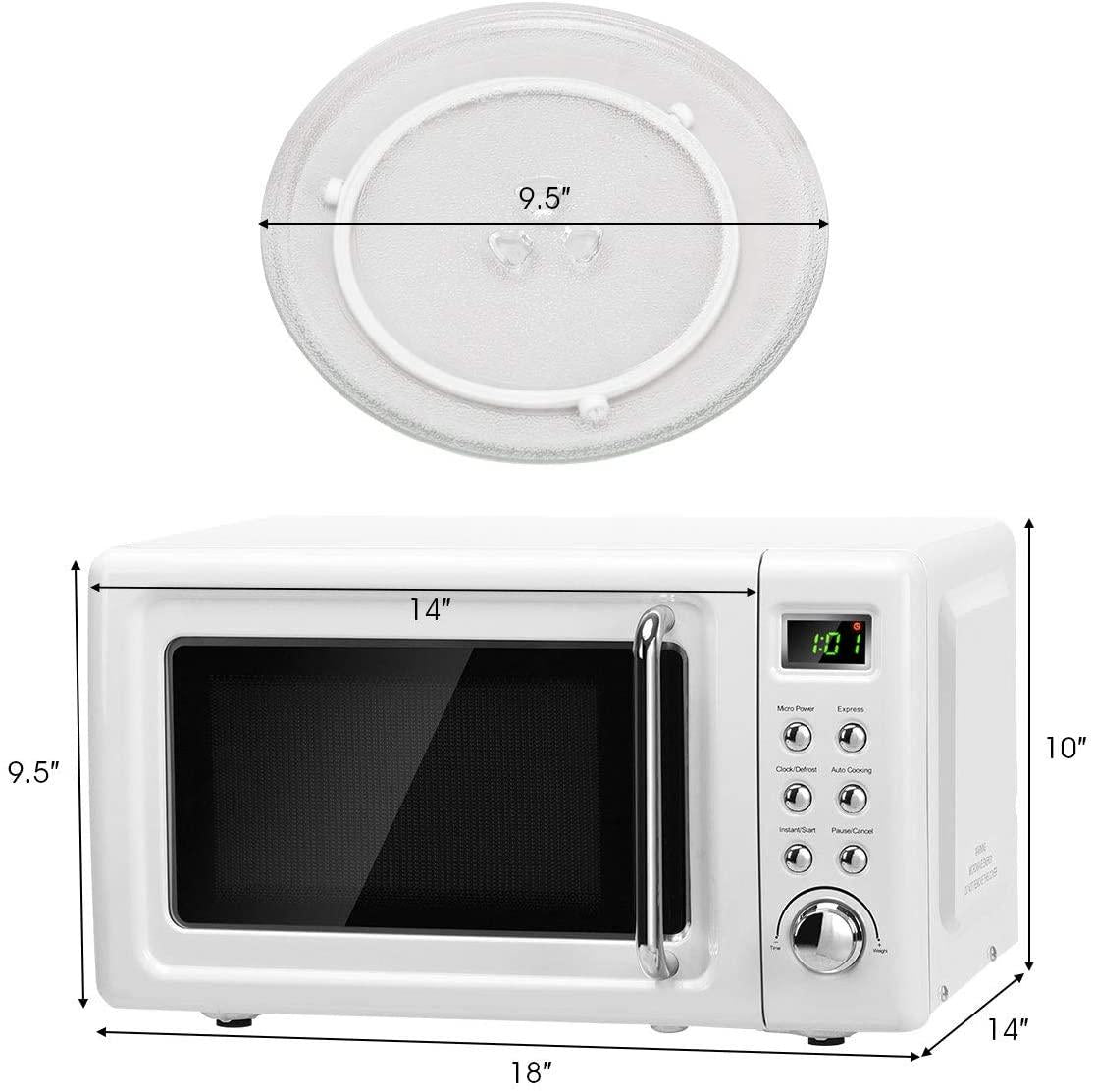 Retro Microwave Oven,Safeplus 0.7Cu.ft, Countertop 700W Microwaves with Cold Rolled Steel Plate 5 Micro Power Defrost & Auto CooFunction LED Display Glass Turntable and Viewing Window Child Lock