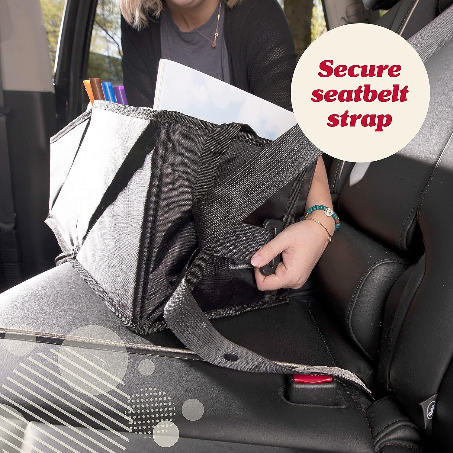 Lusso Gear Car Seat Organizer for Front or Backseat - Great for Adults &amp; Kids, Features 9 Storage Compartments for Toys, Magazines, Tissues, Maps, Books, Documents, Games &amp; More (Geometric)
