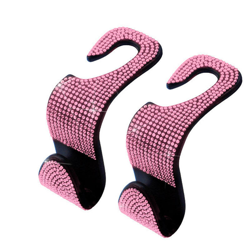2pcs Artificial Diamond Car Hook, Car Hidden Car StoraHook Creative Car Seat Hook Hanger Car Accessories For Women
