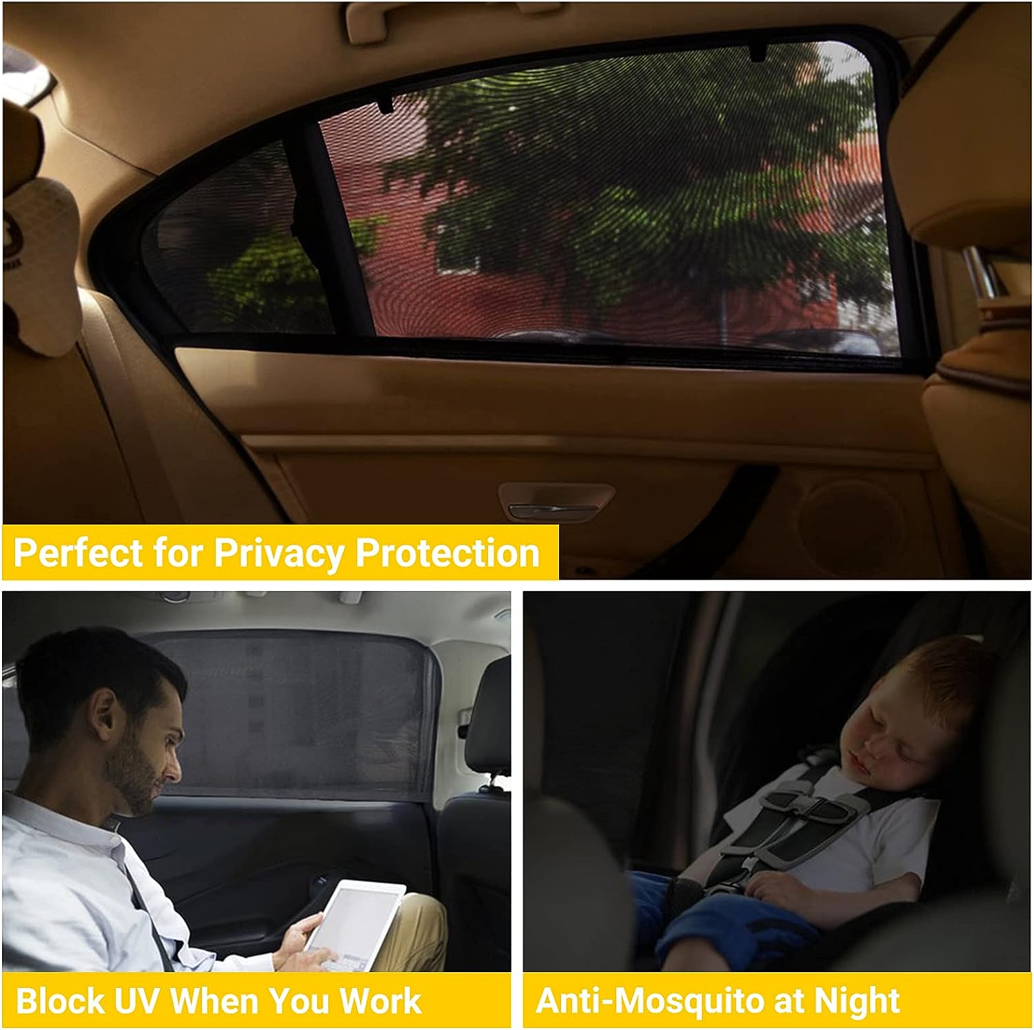 REACHTOP Car Window Shade for Baby, Car Window Screens, Sun Shade for Rear Window(2 Pack)