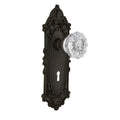 Victorian Plate with Keyhole 2-3/8 in. Backset Oil-Rubbed Bronze Privacy Bed/Bath Crystal Glass Door Knob