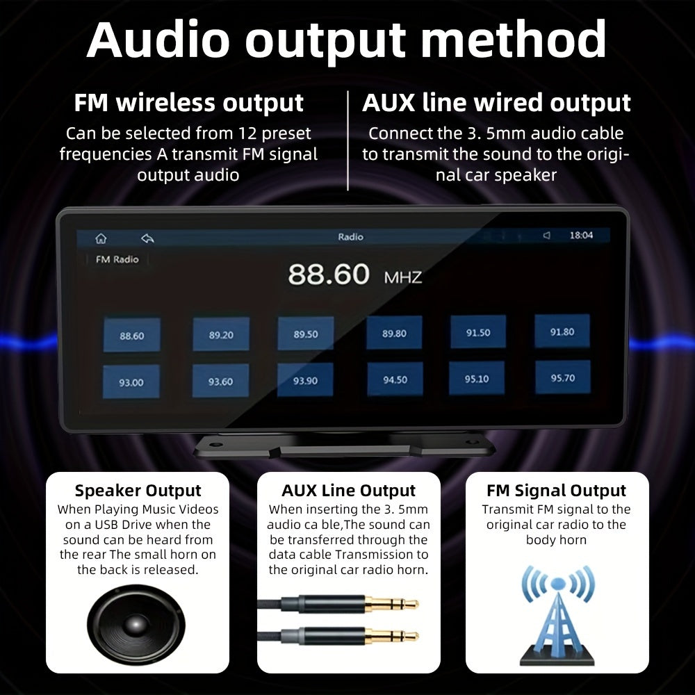 Wireless Car Stereo, 10.26" IPS Touch Portable For Audio Car Radio Receiver Android Auto ,Car Multimedia Player