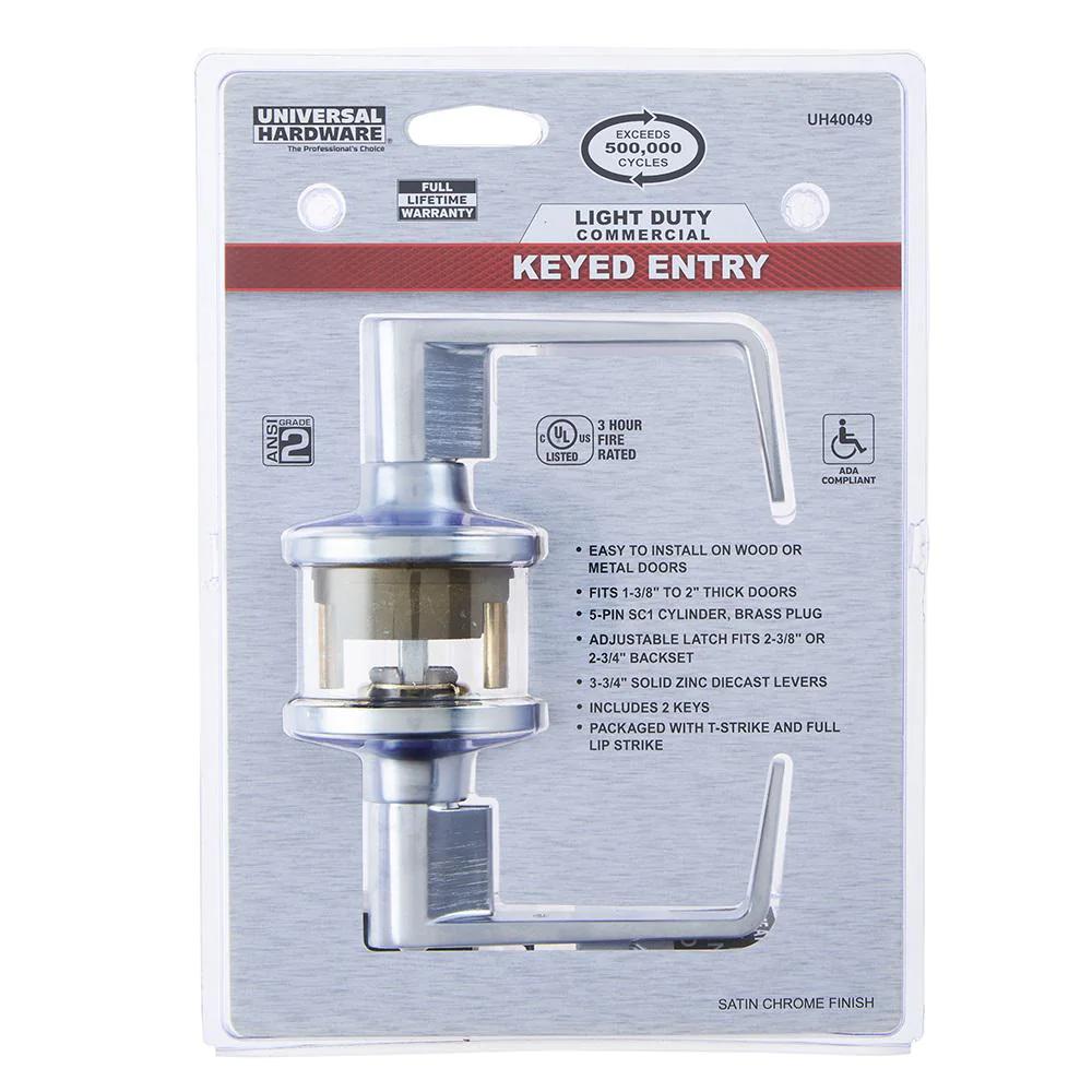 Commercial 2-3/4 in. Satin Chrome Standard Duty Keyed Entry Door Lever