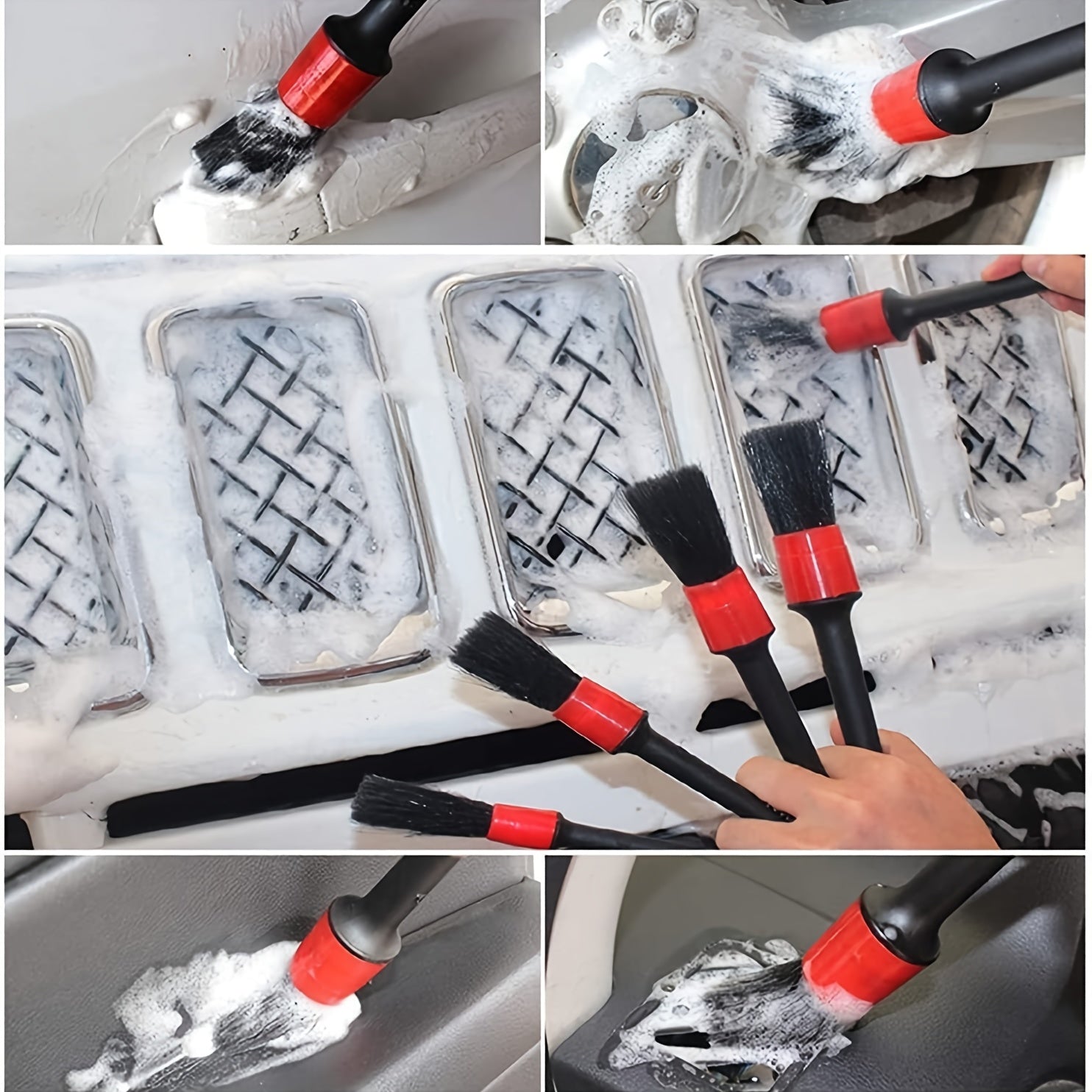 26Pcs Car Detailing Brush Set, Car Detailing Kit, Car Drill Brush/Wheel Brushes/Air Vent Brush/Buffing SponPads Kit/Washing Mitt/Cleaning Cloth