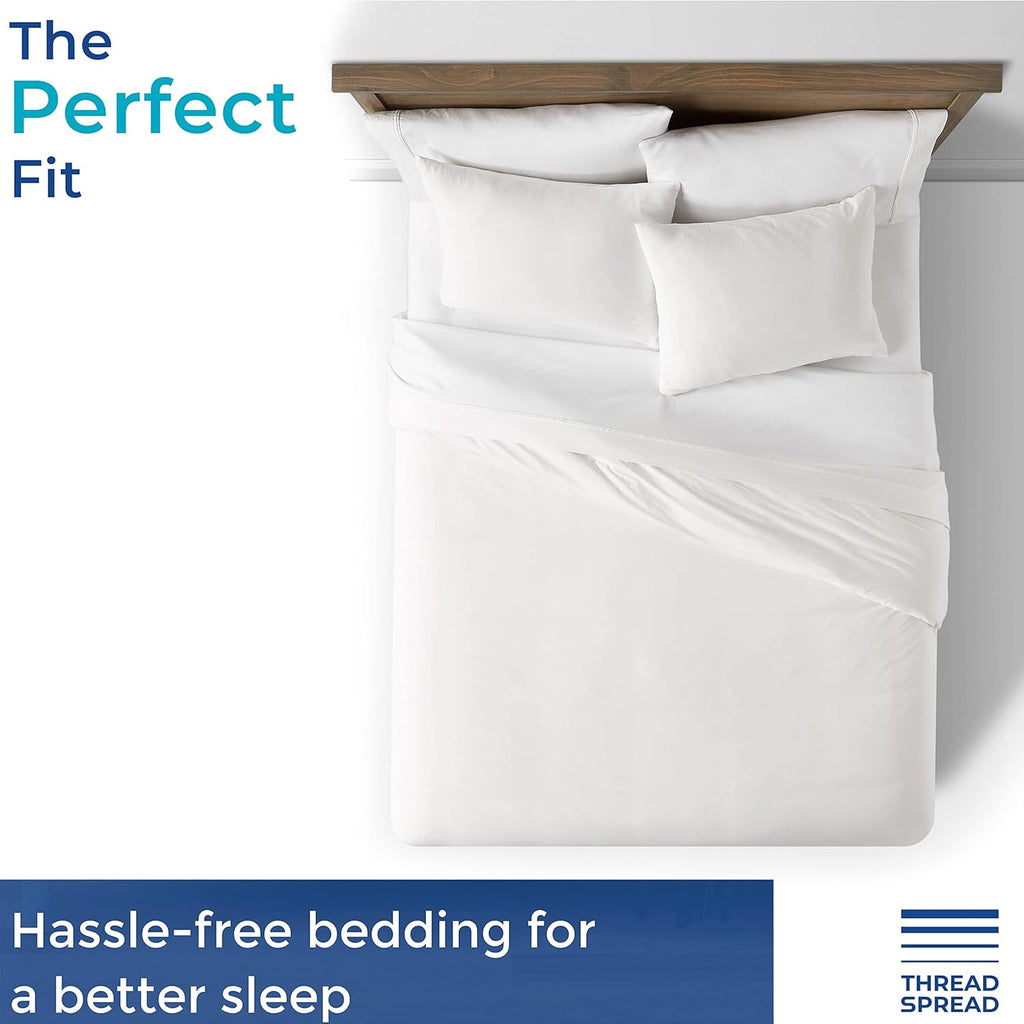 THREAD SPREAD King/California King Duvet Cover, 1000 Thread Count Sateen 1 Piece Egyptian Cotton Quality Duvet Cover, Pure Cotton Comforter Cover, Zipper Closure, 7 Corner Ties - (White)