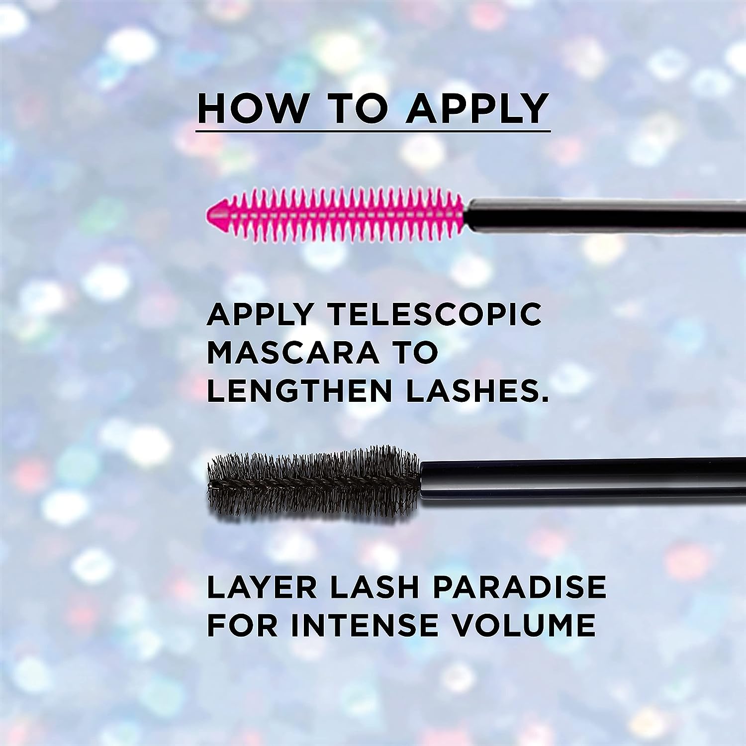L'Oreal Paris Makeup Voluminous Lash Paradise Mascara for Eyelash Volume and L'Oreal Telescopic Mascara for Lengthening Lashes, Blackest Black, 1 Count of Each