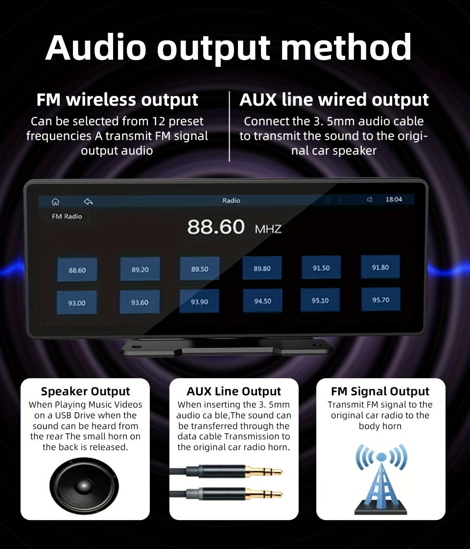 Wireless Car Stereo, 10.26" IPS Touch Portable For Audio Car Radio Receiver Android Auto ,Car Multimedia Player