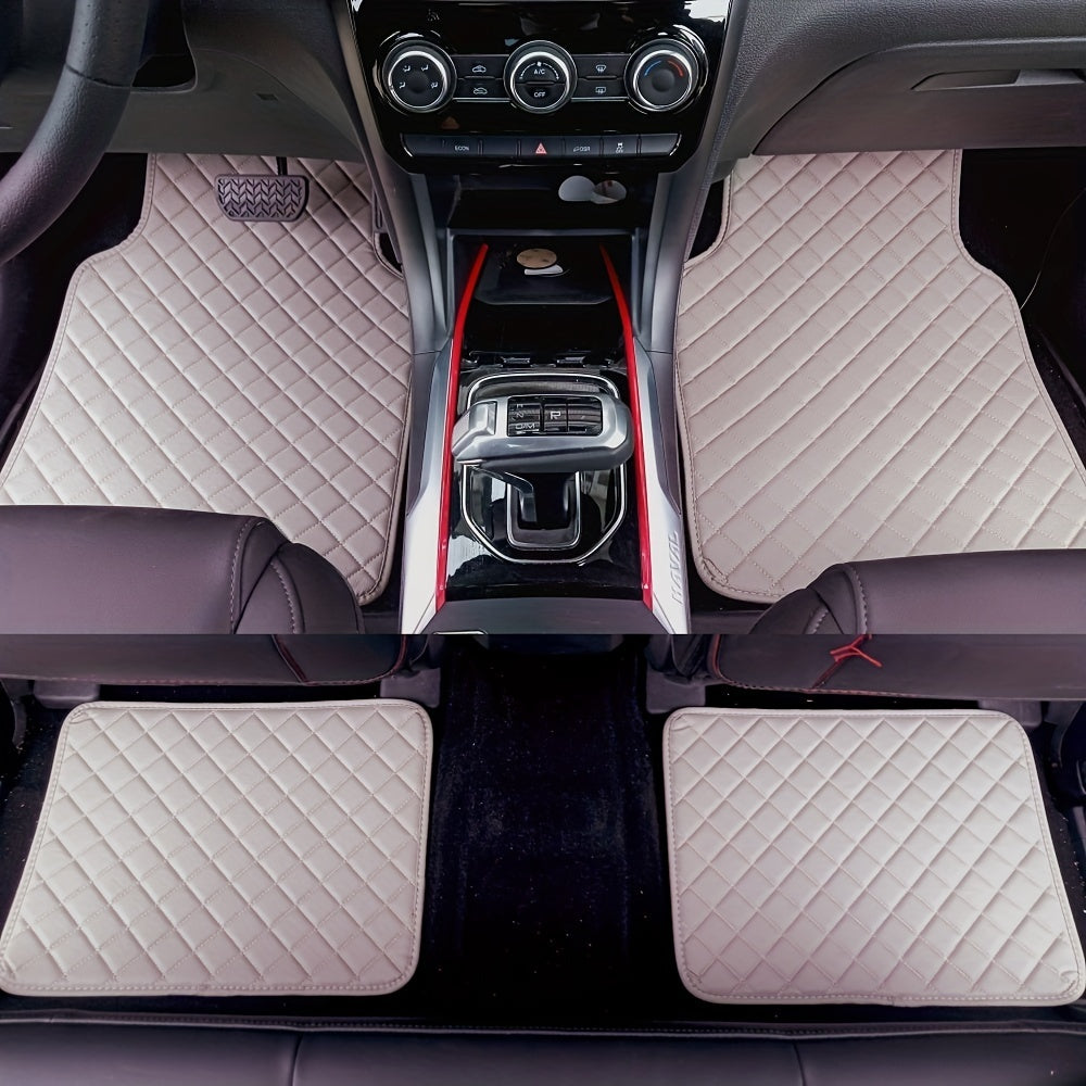 Upgrade Your Car With 4pcs Universal Waterproof Leather Car Floor Mats - Front &amp; Rear Full Set!