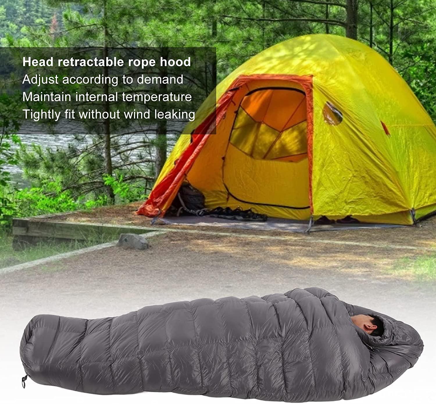 Cold Weather Sleeping Pack, Mummy Sleeping Bag Zipper Closure Skin Friendly for Camping for Hiking
