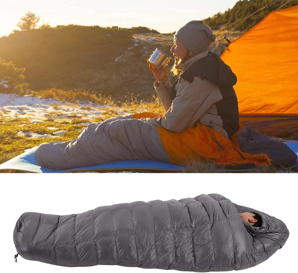Cold Weather Sleeping Pack, Warm Mummy Sleeping Bag Lightweight Zipper Closure with Adjustable Hood for Camping for Hiking