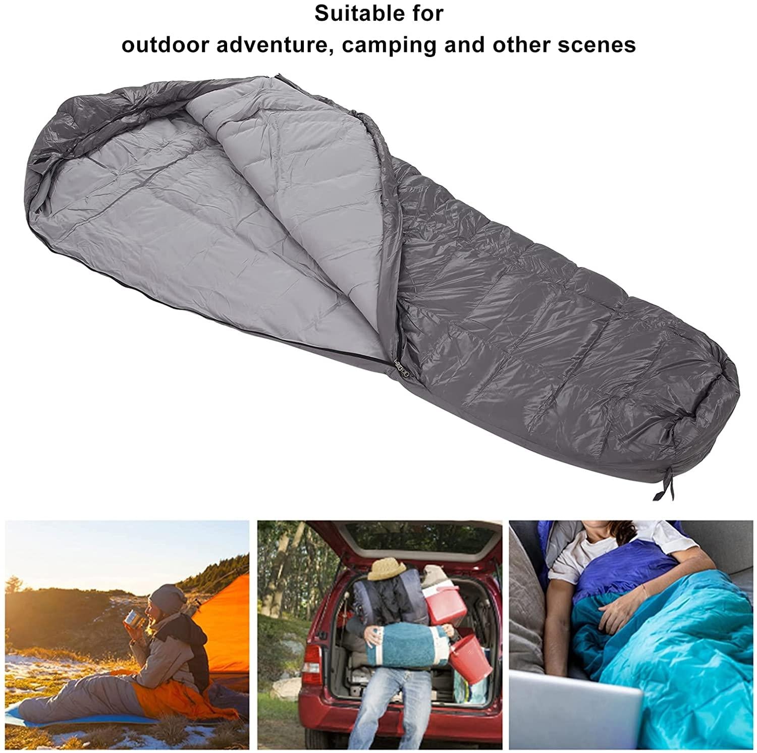 Cold Weather Sleeping Pack, Mummy Sleeping Bag Zipper Closure Skin Friendly for Camping for Hiking