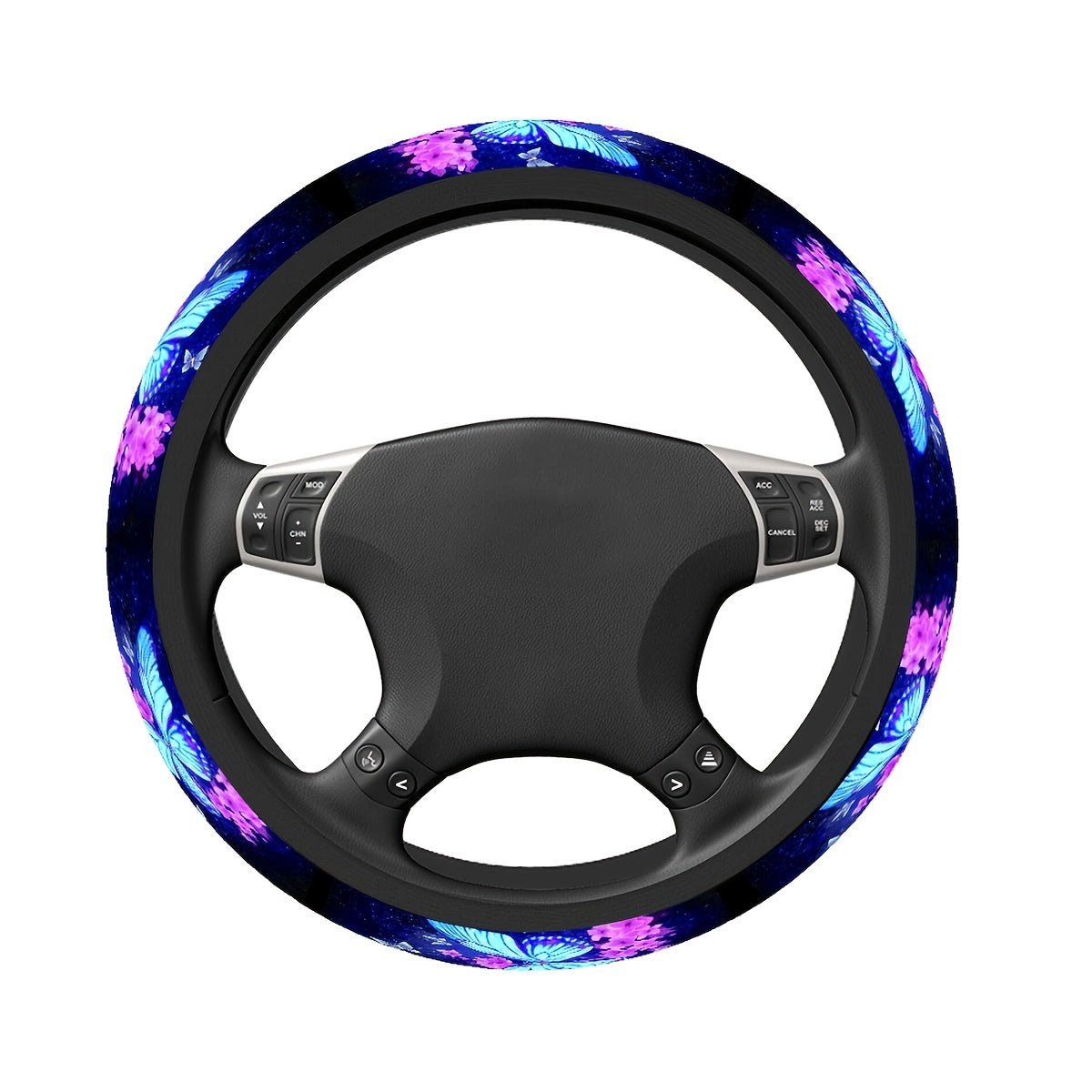 1pc Blue Butterfly Print Steering Wheel Cover
