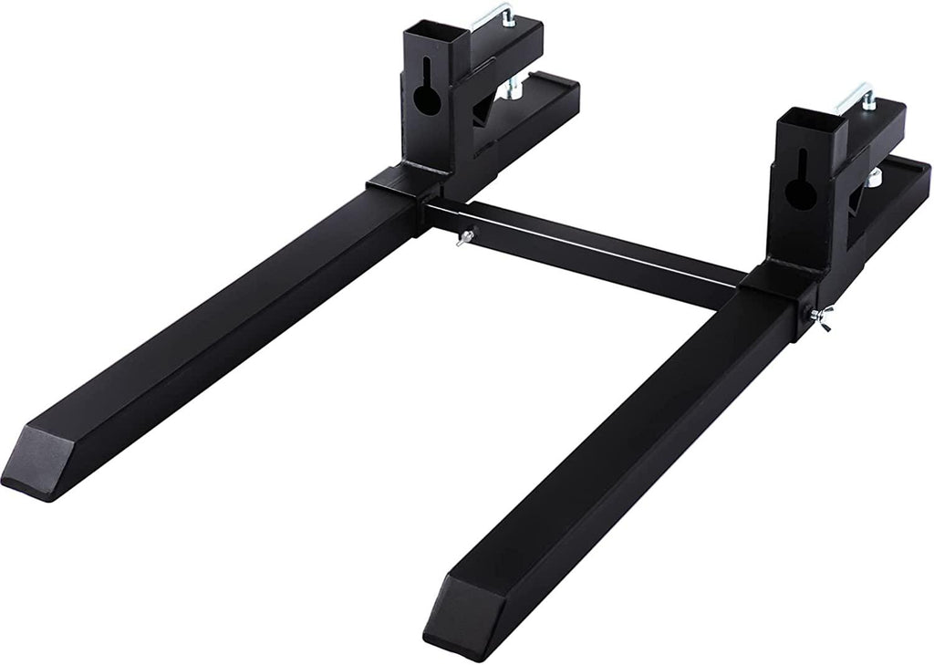 Mophorn Pallet Forks 58.7" 4000 Lbs Max, Clamp On Tractor Bucket Forks with Adjustable Stabilizer Bar, Heavy Duty Front Loader Forks, Fork Attachment for Skid Steer,Loader Bucket