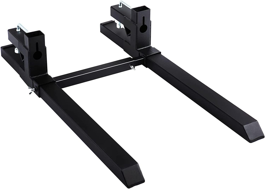 Mophorn Pallet Forks 58.7" 4000 Lbs Max, Clamp On Tractor Bucket Forks with Adjustable Stabilizer Bar, Heavy Duty Front Loader Forks, Fork Attachment for Skid Steer,Loader Bucket