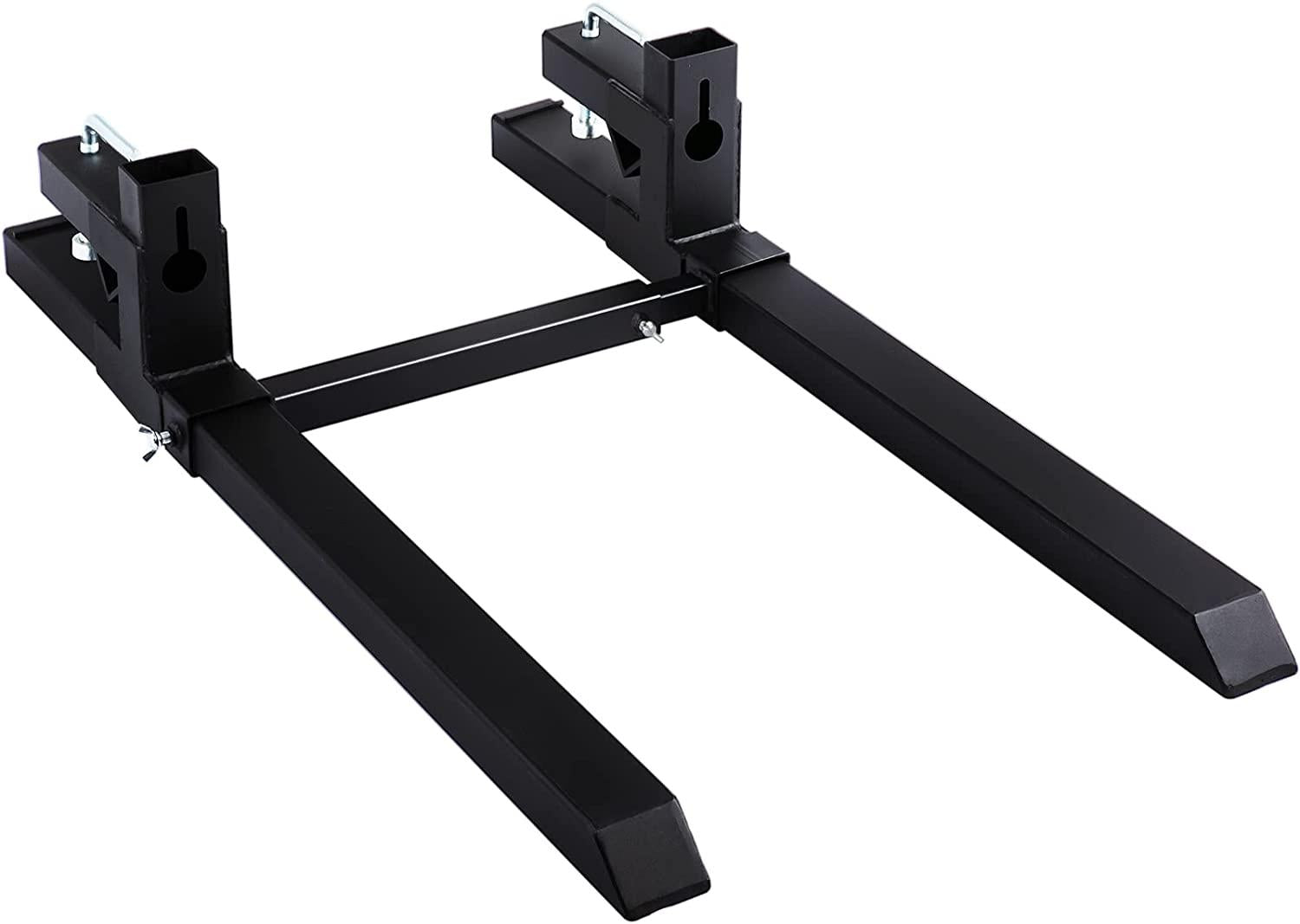 Mophorn Pallet Forks 58.7" 4000 Lbs Max, Clamp On Tractor Bucket Forks with Adjustable Stabilizer Bar, Heavy Duty Front Loader Forks, Fork Attachment for Skid Steer,Loader Bucket