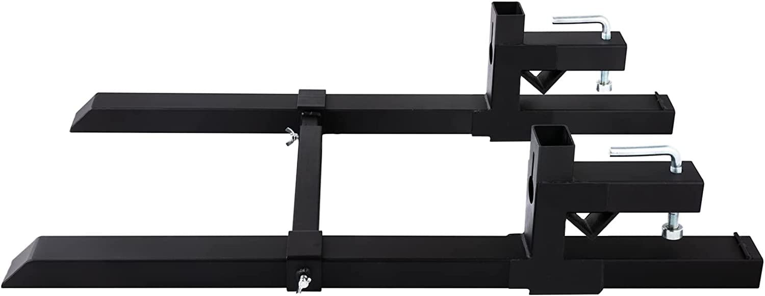 Mophorn Pallet Forks 58.7" 4000 Lbs Max, Clamp On Tractor Bucket Forks with Adjustable Stabilizer Bar, Heavy Duty Front Loader Forks, Fork Attachment for Skid Steer,Loader Bucket