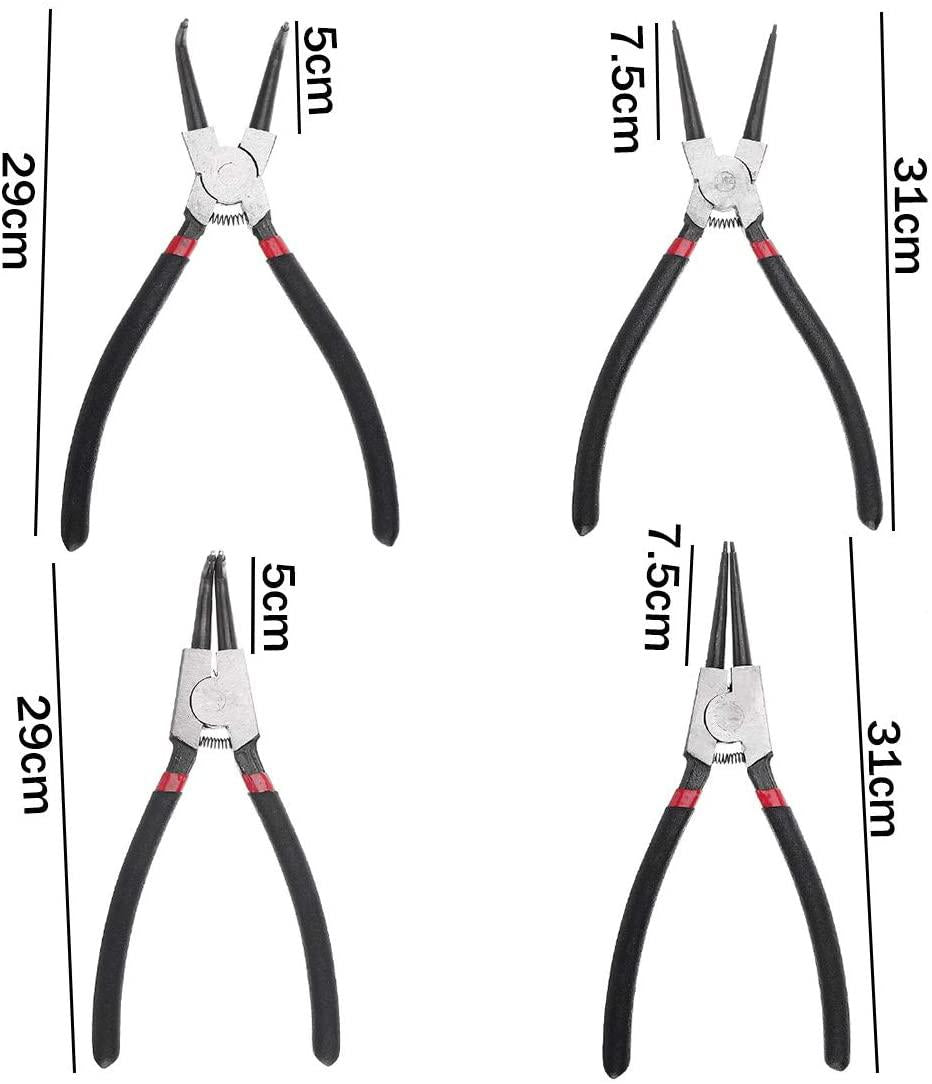 C.W.USJ Hand Tool Circlip Snap Ring Plier Set Internal External Workshop GaraTool 4Pcs Portable